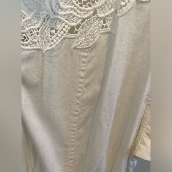 Vintage NWT Cotton Western Lace Shoulder Pad Midi Belted Dress VTG 14 - Picture 9 of 14